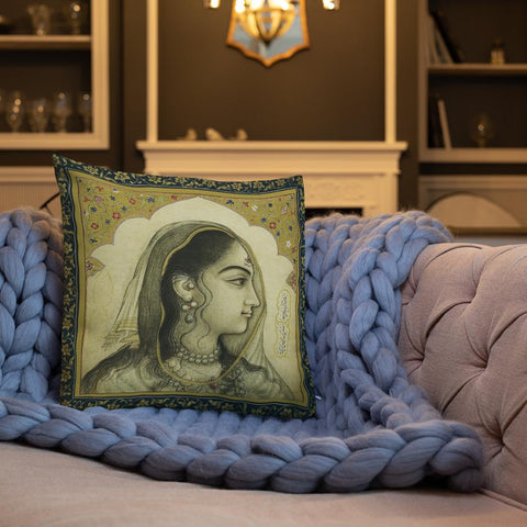 Antique Art Print Decorative Throw Pillow & Cushion Mughal Queen Blanket