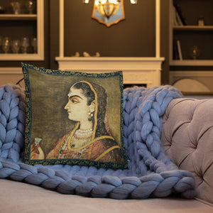 Vintage Art Print  Decorative Throw Pillow / Cushion including insert, 18 x 18 inches & 22 and 22 inches Rust Lady