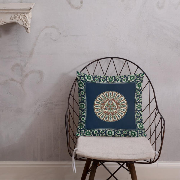Antique Art Print Decorative Throw Pillow & Cushion Turkish Inlay Tulip Plate