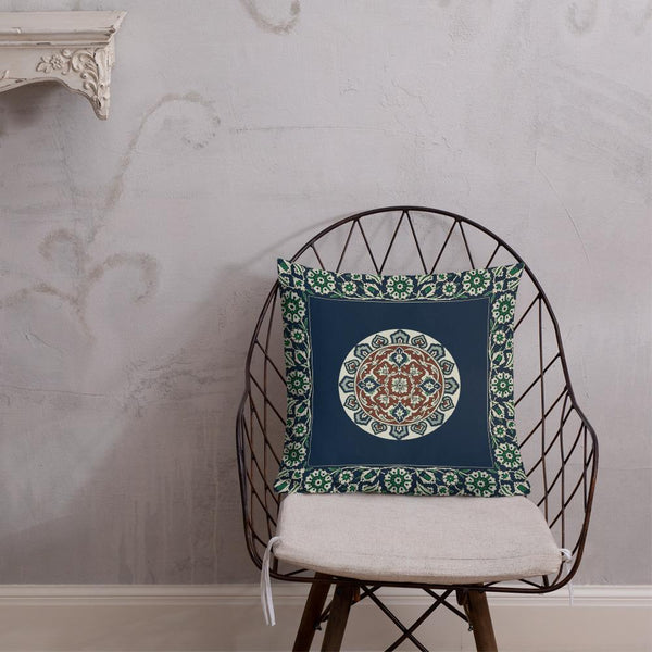 Antique Art Print Decorative Throw Pillow & Cushion Turkish Inlay Floral Circle