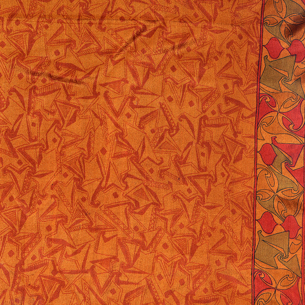 Curry Peepal Scarf Silk Chiffon Handmade Embroidery