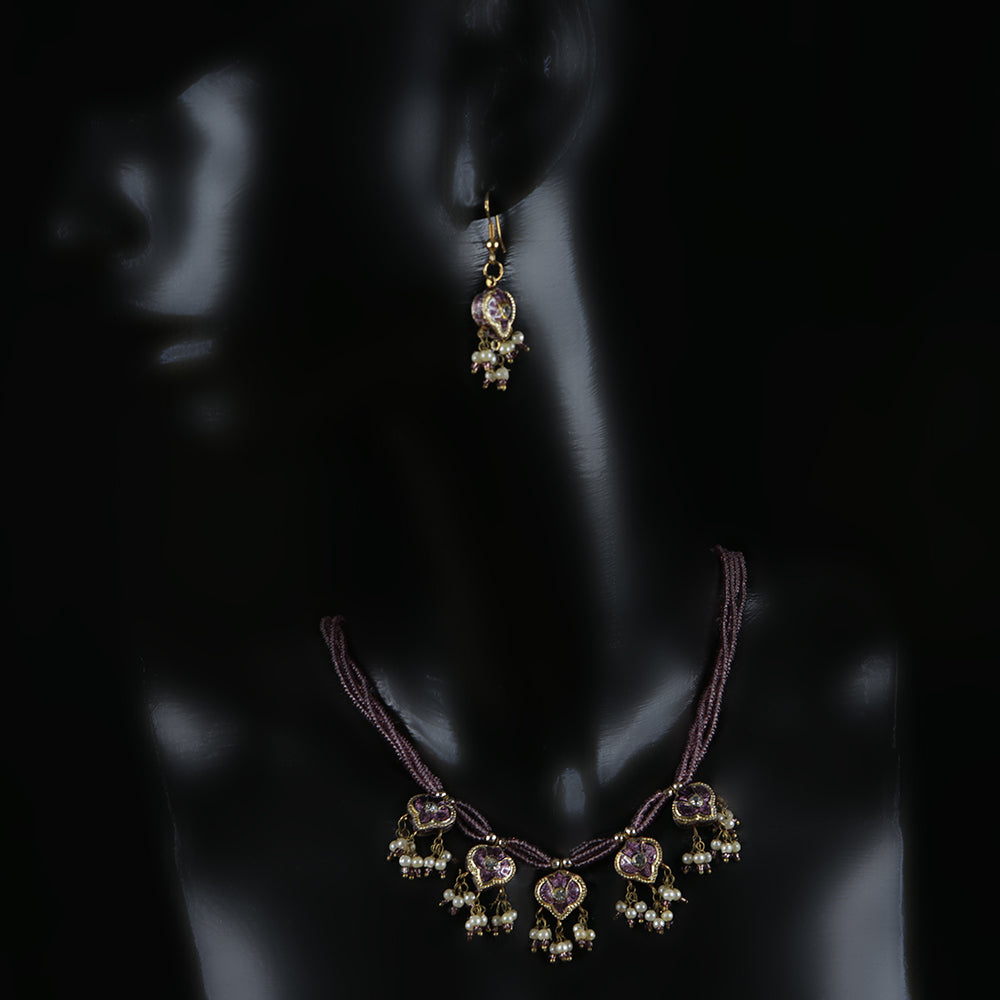 Handmade Traditional 'Lac' Jewellery - Purple Beads