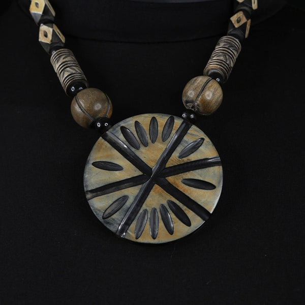Handmade Resin Necklace - Diagonal Medallion