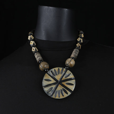 Handmade Resin Necklace - Diagonal Medallion