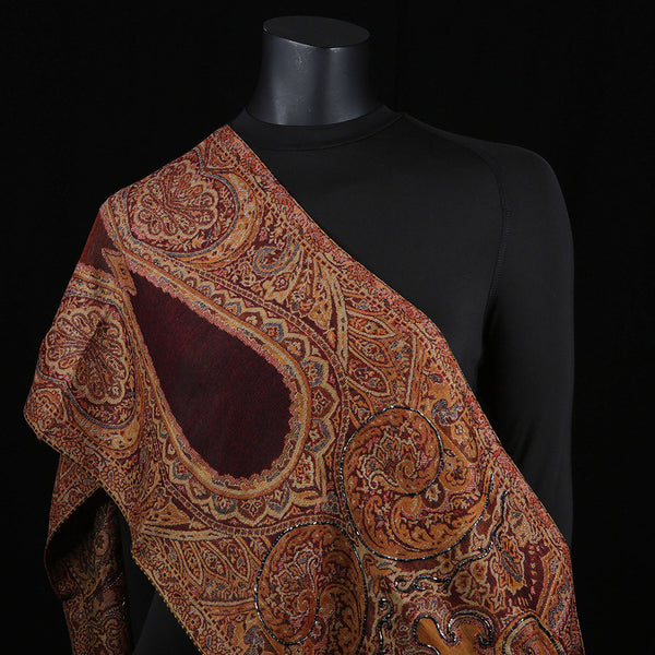 Handwoven Scarf Paisley Pattern - Caramel