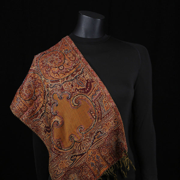 Handwoven Scarf Paisley Pattern - Caramel