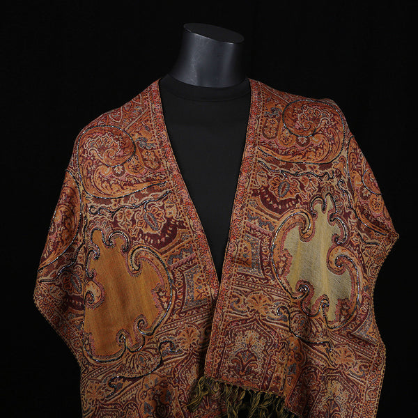 Handwoven Scarf Paisley Pattern - Caramel