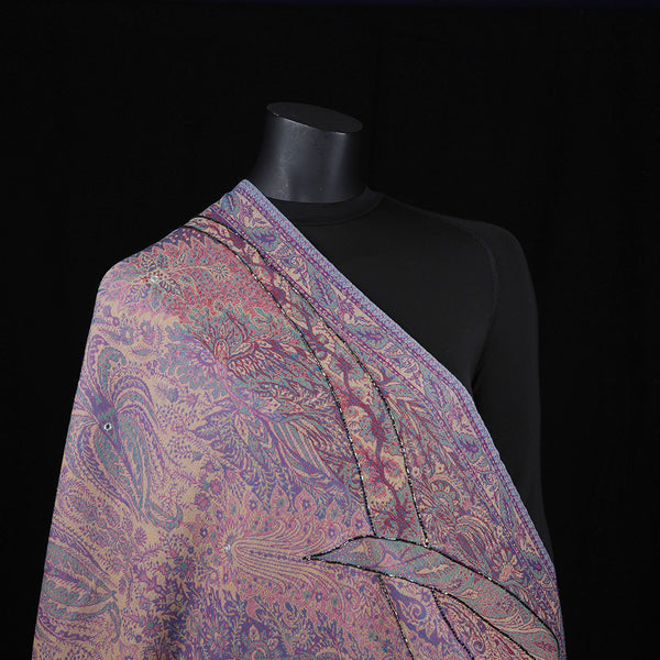 Handwoven Scarf Paisley Pattern - Pale Pink