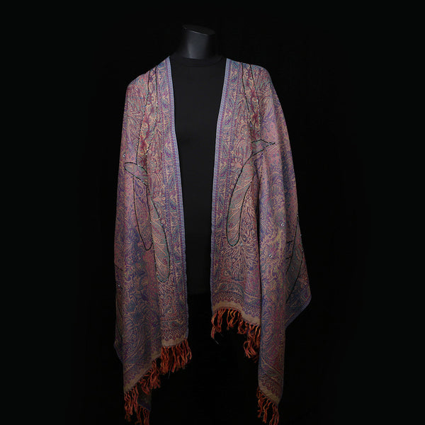 Handwoven Scarf Paisley Pattern - Pale Pink