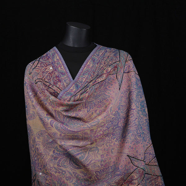 Handwoven Scarf Paisley Pattern - Pale Pink