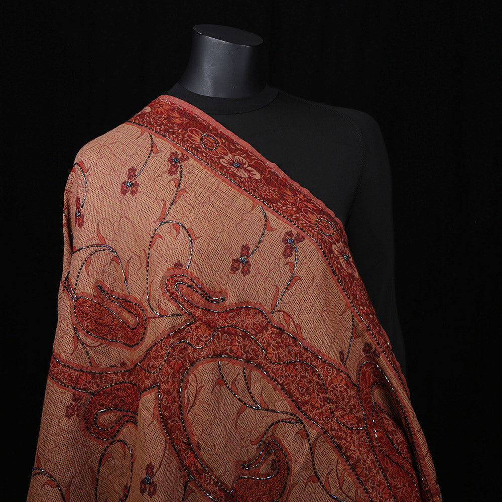 Handwoven Scarf Paisley Pattern - Shades of Rust