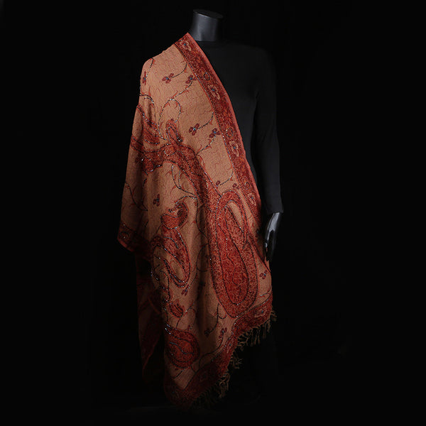 Handwoven Scarf Paisley Pattern - Shades of Rust