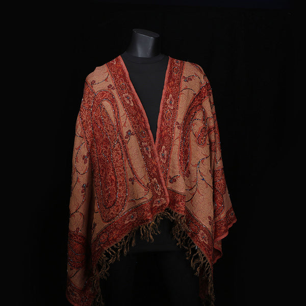 Handwoven Scarf Paisley Pattern - Shades of Rust