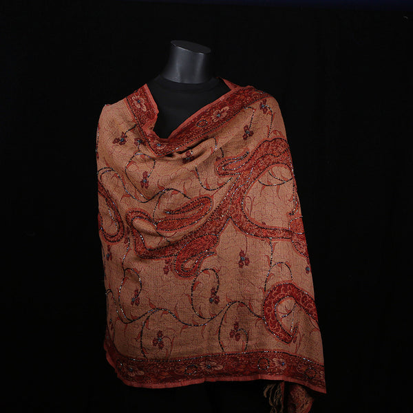 Handwoven Scarf Paisley Pattern - Shades of Rust