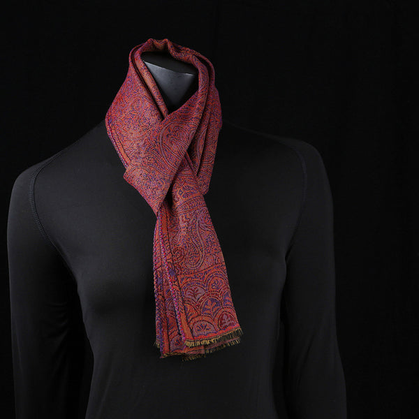 Handwoven Scarf Paisley Pattern - Fuchsia Pink