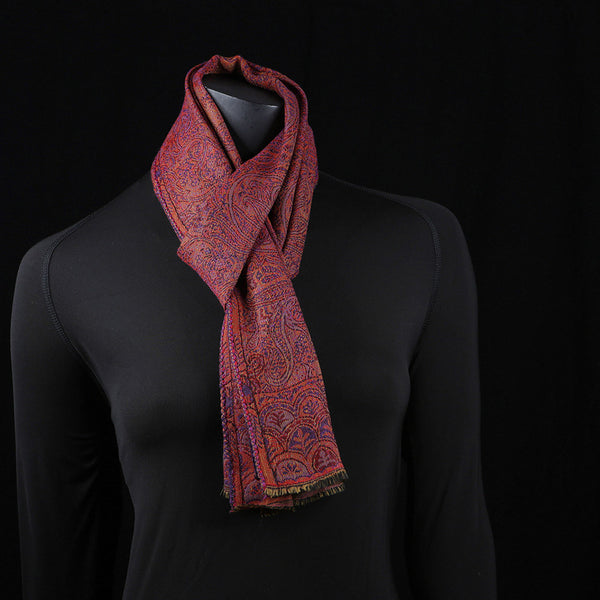 Handwoven Scarf Paisley Pattern - Fuchsia Pink