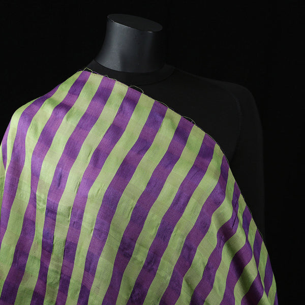 Handwoven Silk Cotton Scarf - Purple Stripes