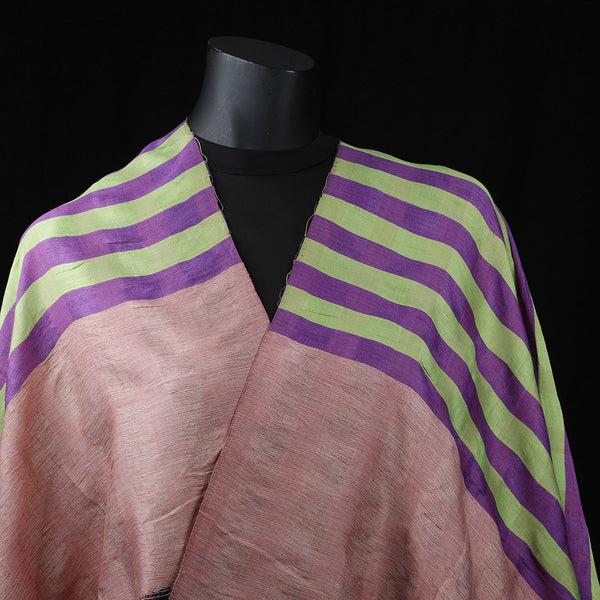 Handwoven Silk Cotton Scarf - Purple Stripes