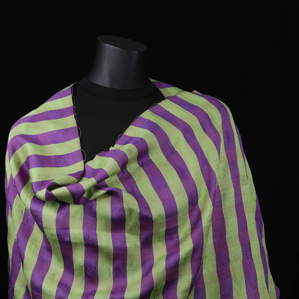 Handwoven Silk Cotton Scarf - Purple Stripes