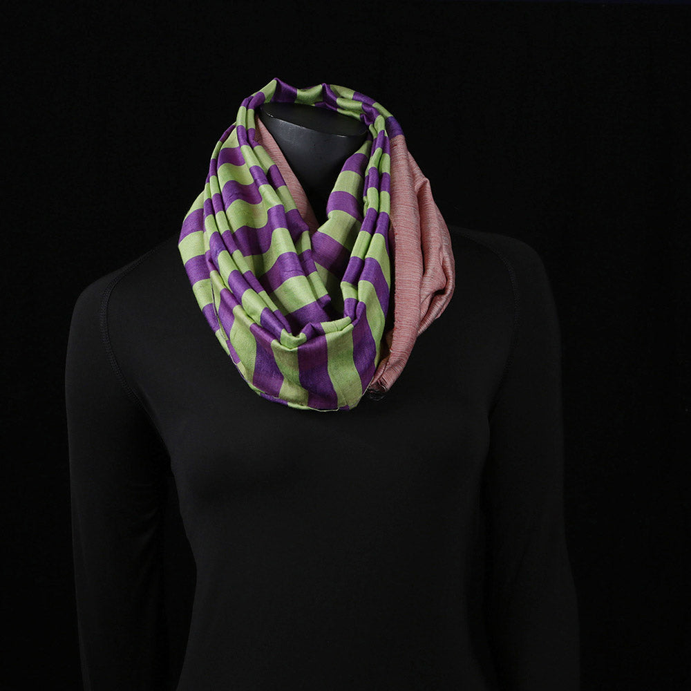 Handwoven Silk Cotton Scarf - Purple Stripes