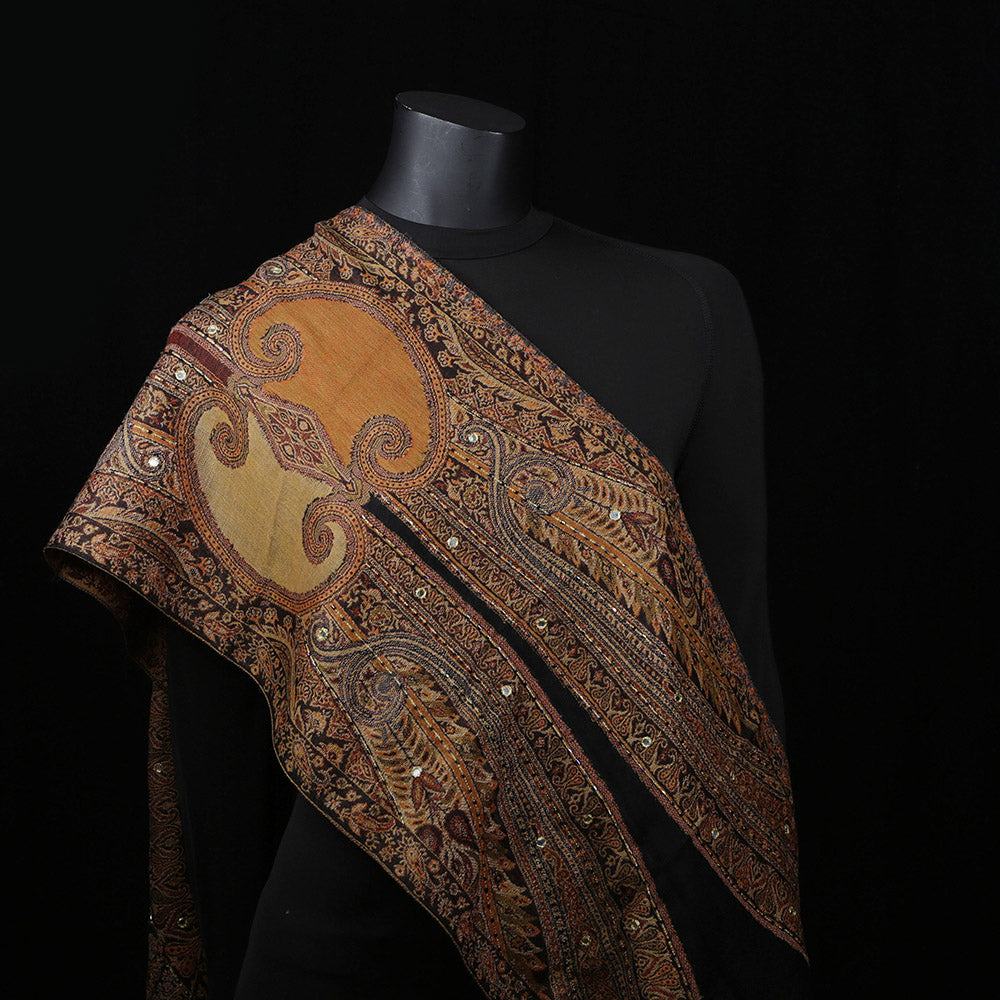 Handwoven Scarf Paisley Pattern - Amber