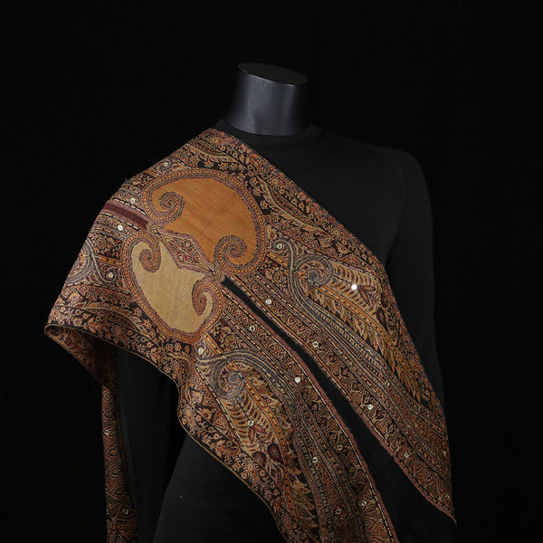 Handwoven Scarf Paisley Pattern - Amber