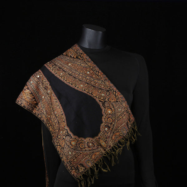 Handwoven Scarf Paisley Pattern - Amber