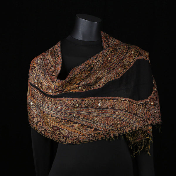 Handwoven Scarf Paisley Pattern - Amber