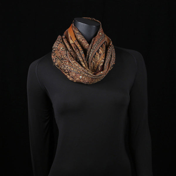 Handwoven Scarf Paisley Pattern - Amber