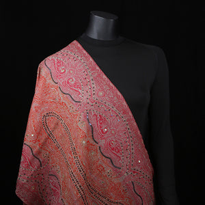 Handwoven Scarf Paisley Pattern - Purple Pink