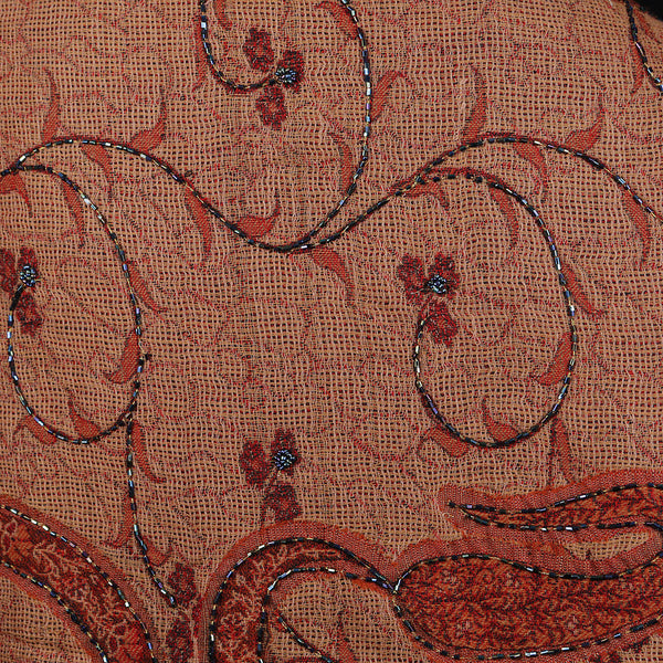 Handwoven Scarf Paisley Pattern - Shades of Rust