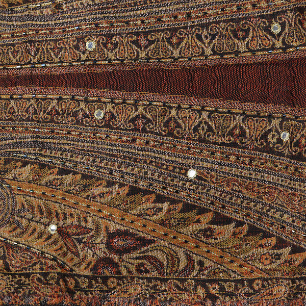 Handwoven Scarf Paisley Pattern - Amber