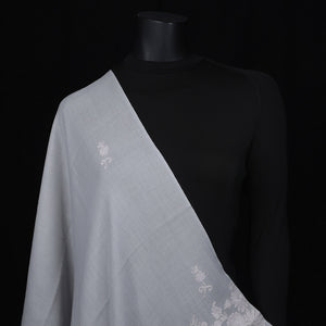 Hand embroidered Scarf Floral Pattern - Kashmir Grey