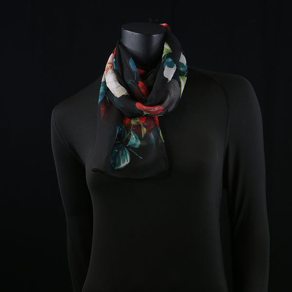 Georgette Women's Scarf - Red Rose