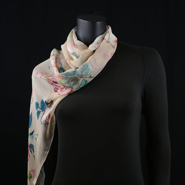 Georgette Women's Scarf - Red Rose