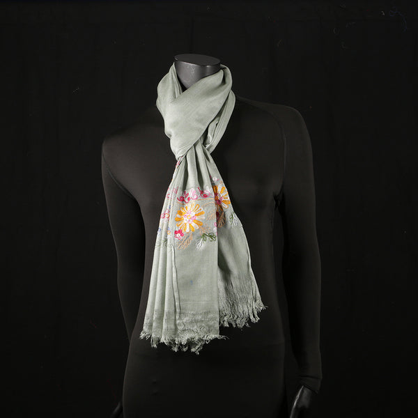 Hand Embroidered Soft Viscose Women's Scarf Large - Floral Lace