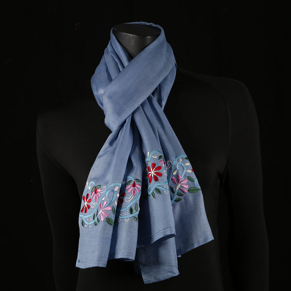 Hand Embroidered Soft Viscose Women's Scarf Large - Floral Lace