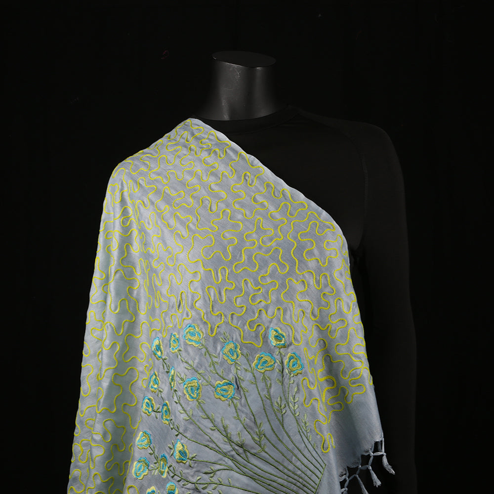 Hand Embroidered Soft Viscose Women's Scarf Large - Floral Lace