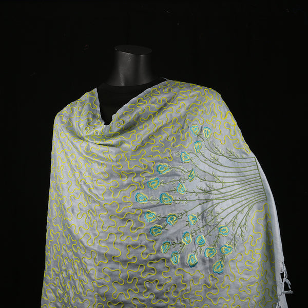 Hand Embroidered Soft Viscose Women's Scarf Large - Floral Lace