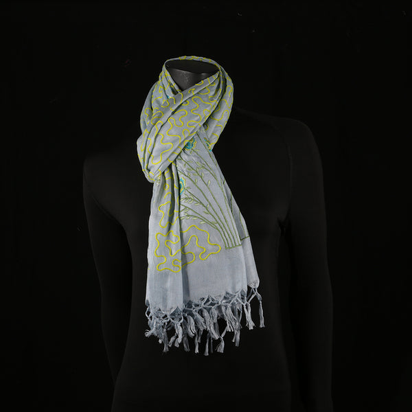 Hand Embroidered Soft Viscose Women's Scarf Large - Floral Lace