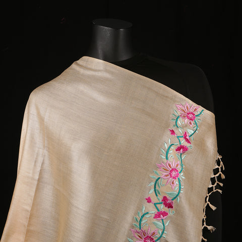Hand Embroidered Soft Viscose Women's Scarf Large - Peach Lace
