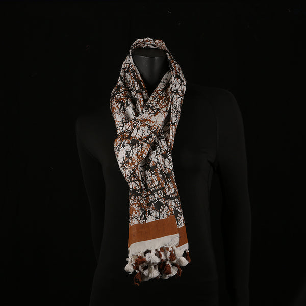 Blended Cotton Viscose Women's Scarf Batik Print large size, ideal for hijab or head scarf or for pairing with formal / informal outfits.