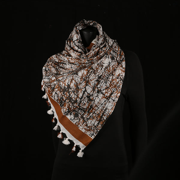 Blended Cotton Viscose Women's Scarf Batik Print large size, ideal for hijab or head scarf or for pairing with formal / informal outfits.