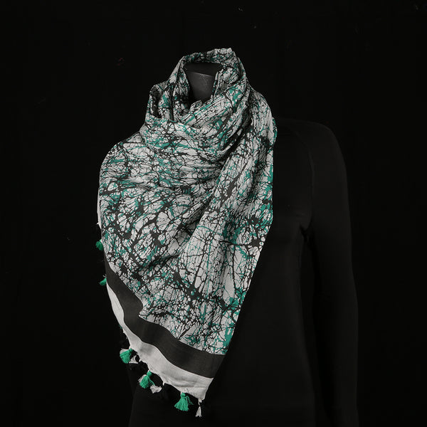 Blended Cotton Viscose Women's Scarf Batik Print large size, ideal for hijab or head scarf or for pairing with formal / informal outfits.