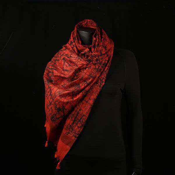 Blended Cotton Viscose Women's Scarf Batik Print large size, ideal for hijab or head scarf or for pairing with formal / informal outfits.