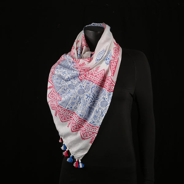 Blended Cotton Viscose Women's Scarf Batik Print large size, ideal for hijab or head scarf or for pairing with formal / informal outfits.