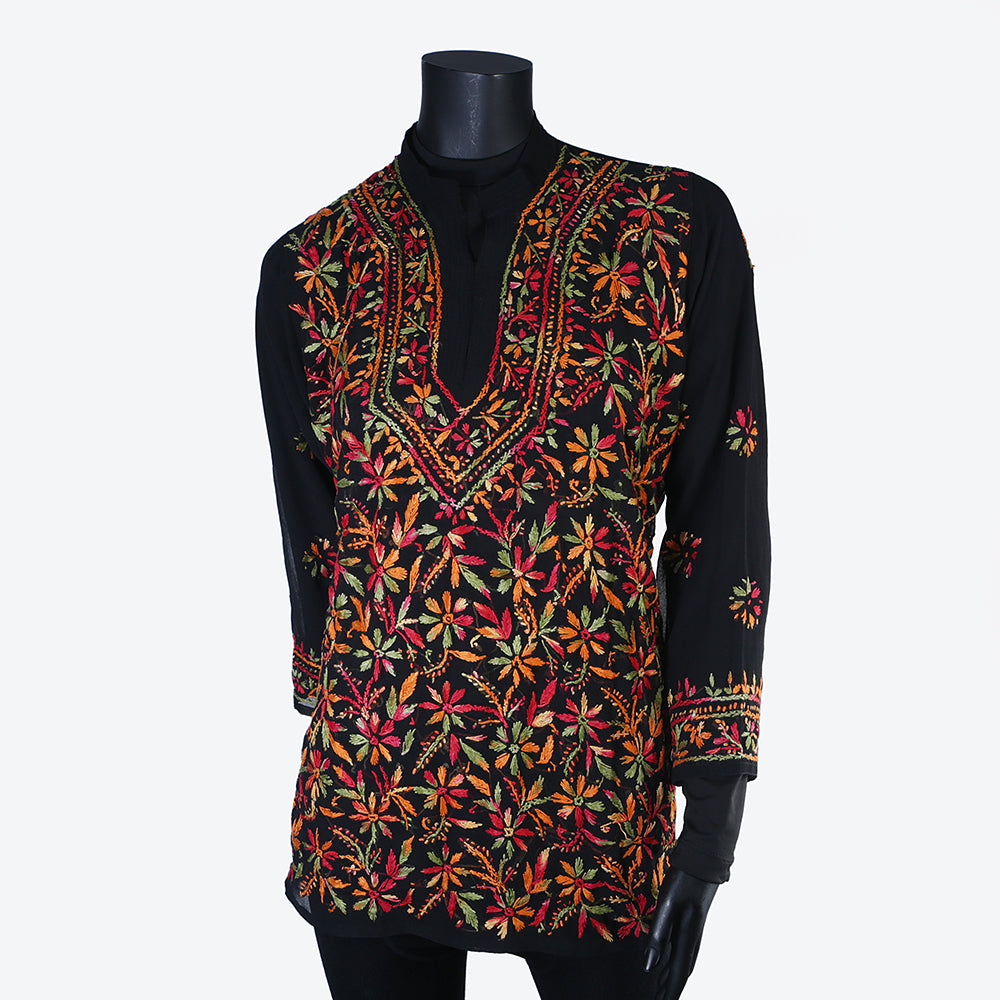 Women's Top Shirt Hand Embroidered Handmade Summer Spring Georgette