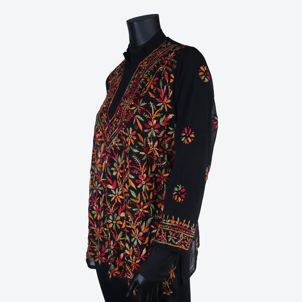 Women's Top Shirt Hand Embroidered Handmade Summer Spring Georgette
