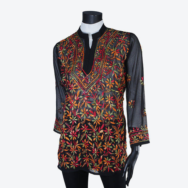 Women's Top Shirt Hand Embroidered Handmade Summer Spring Georgette