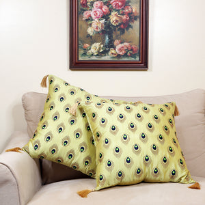 Handmade Decorative Throw Pillow Cushion & Covers - Lime Green Feather